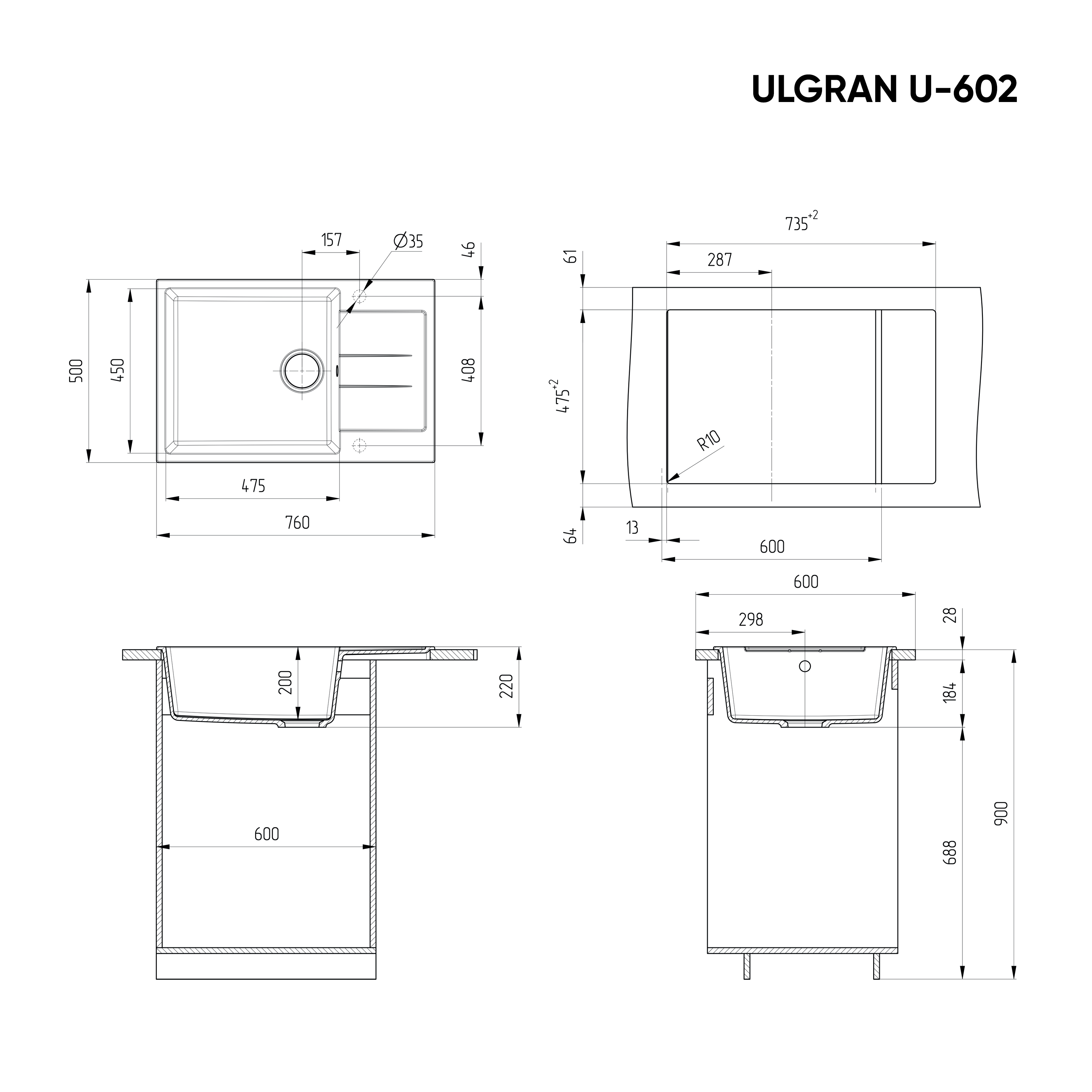 Мойка Ulgran U-602-331 белый